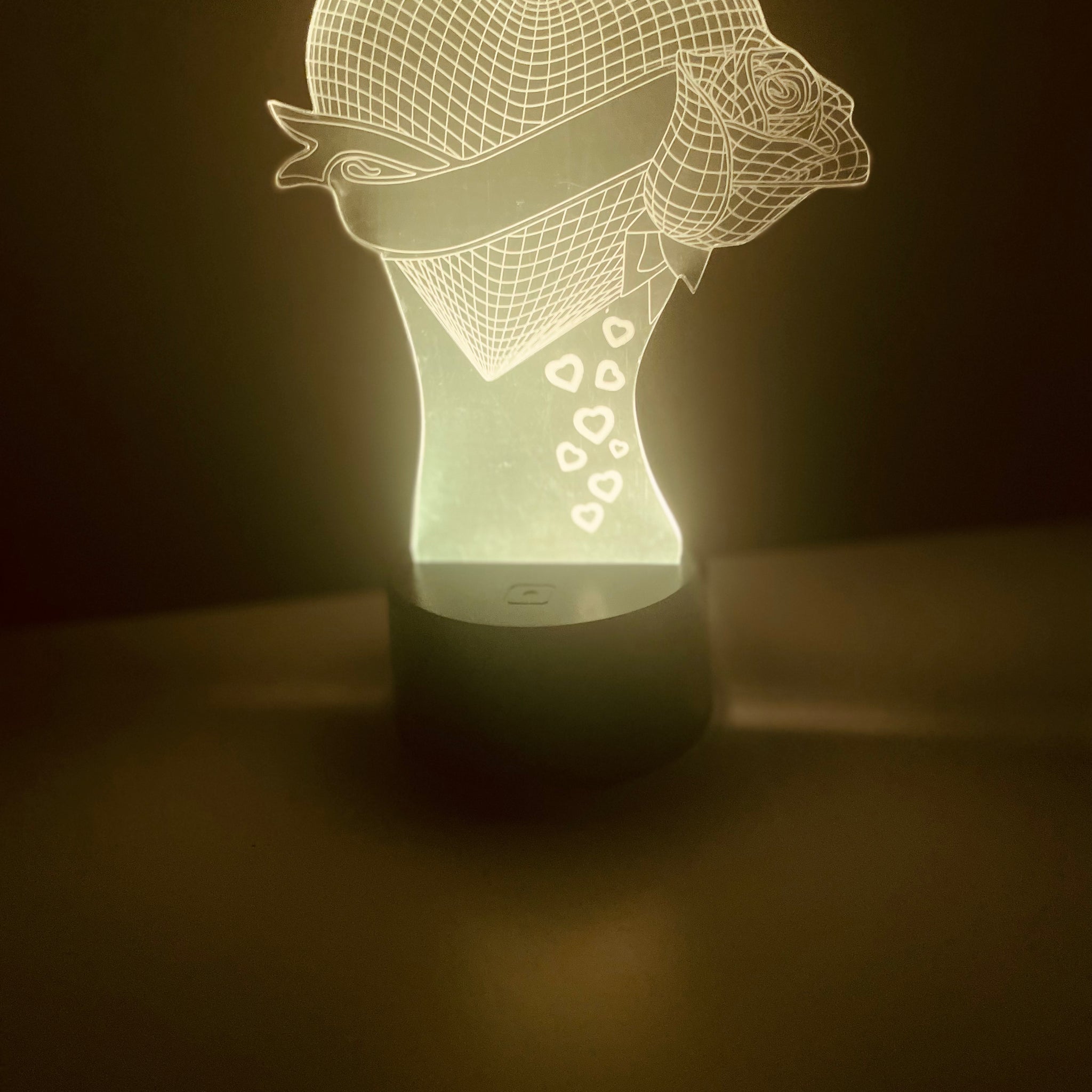 Romantic 3D Rose Heart LED Night Light - Valentine's Gift for Her