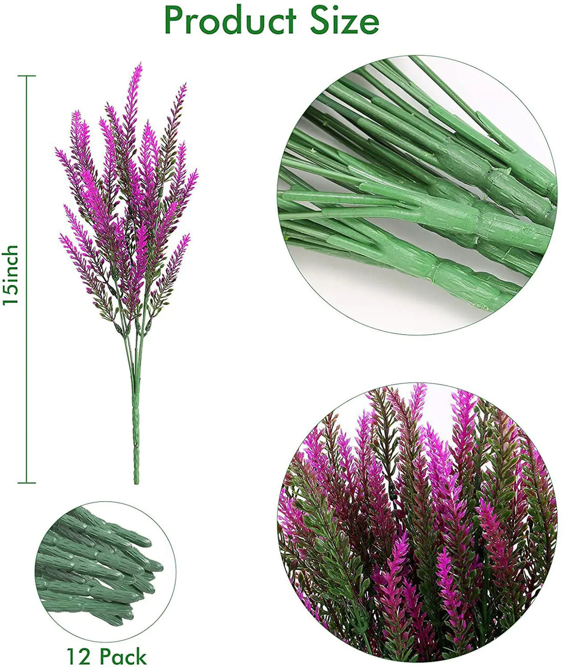 Outdoor Artificial Lavender Flowers - UV Resistant Faux Plants